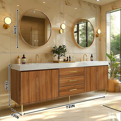 68” - 96” Retro Log Bathroom Vanity Includes Symmetrical Cabinet