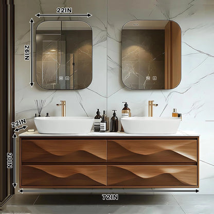 60” - 78” Simple Art Bathroom Vanity Includes Wave Texture Design & Double Sinks