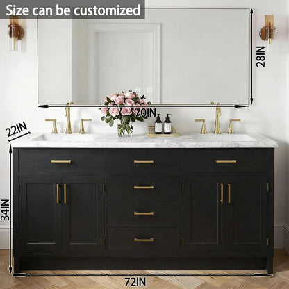 60” - 84” Black Bathroom Vanity with Smart Anti Fog Mirror