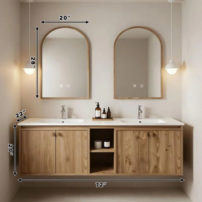 60” - 84” Unique Elegant Bathroom Vanity Includes Wood Grain Cabinet