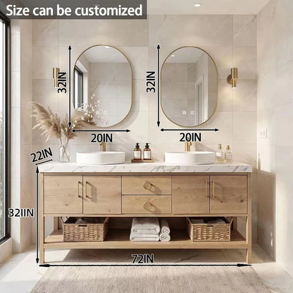 64” - 96” Simple Log Bathroom Vanity with Floor-Standing Log Wood Grain Cabinet