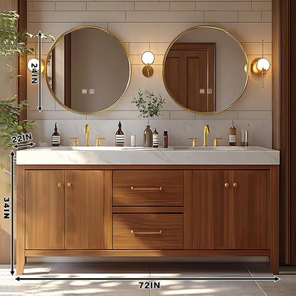 72” - 96” Simple Exquisite Bathroom Vanity Includes Wood Grain Cabinet