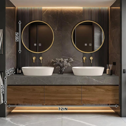 60” - 80” Wood Grain Bathroom Vanity with Double Sink Design