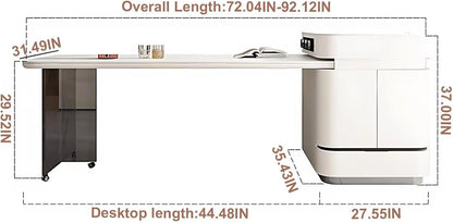 64” - 80” Minimalist Kitchen Island Includes Transparent Table Leg & Spacious Countertop (No Chair)