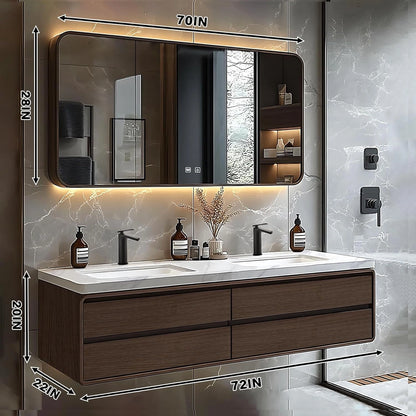 60” - 78” Simple Bathroom Vanity Includes Symmetrical Drawer & Textured Tabletop
