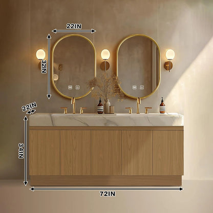 68” - 96” Spacious Modern Bathroom Vanity Includes Rock Slab Integrated Sink