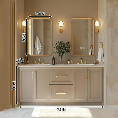 68” - 96” Light Luxury Bathroom Vanity Includes Rectangle Mirror