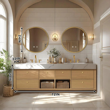 68” - 96” Practical Floating Bathroom Vanity Includes Exquisite Handle