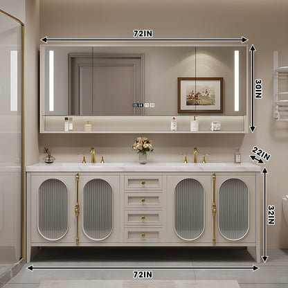36"- 78" Freestanding Vanity Set for Bathroom with Large Storage Mirror Cabinet and Sink