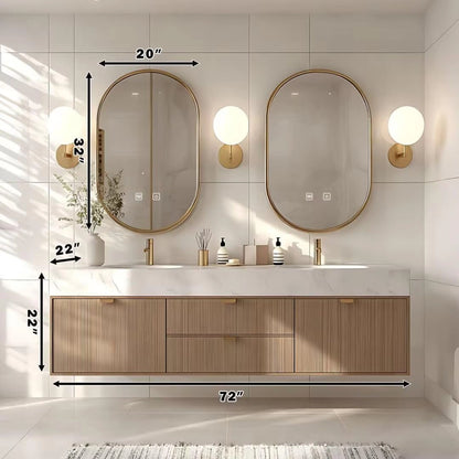 60” - 84” Modern Luxury Bathroom Vanity Includes Vertical Grain Cabinet