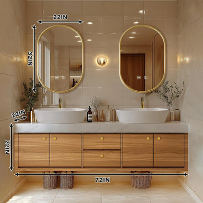 68” - 88” Retro Log Bathroom Vanities Include Above Counter Sink & Irregular Mirror