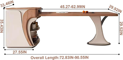 73” – 89” Natural Kitchen Island with Pull-Out Cabinets Includes Open Shelf