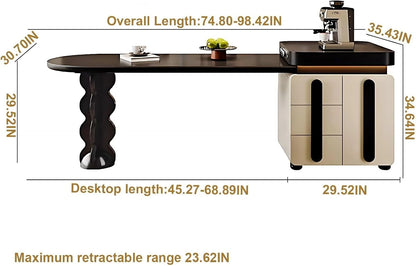 67” - 83” French Vintage Kitchen Island Includes Modular Socket for 2-6 Person (No Chair)