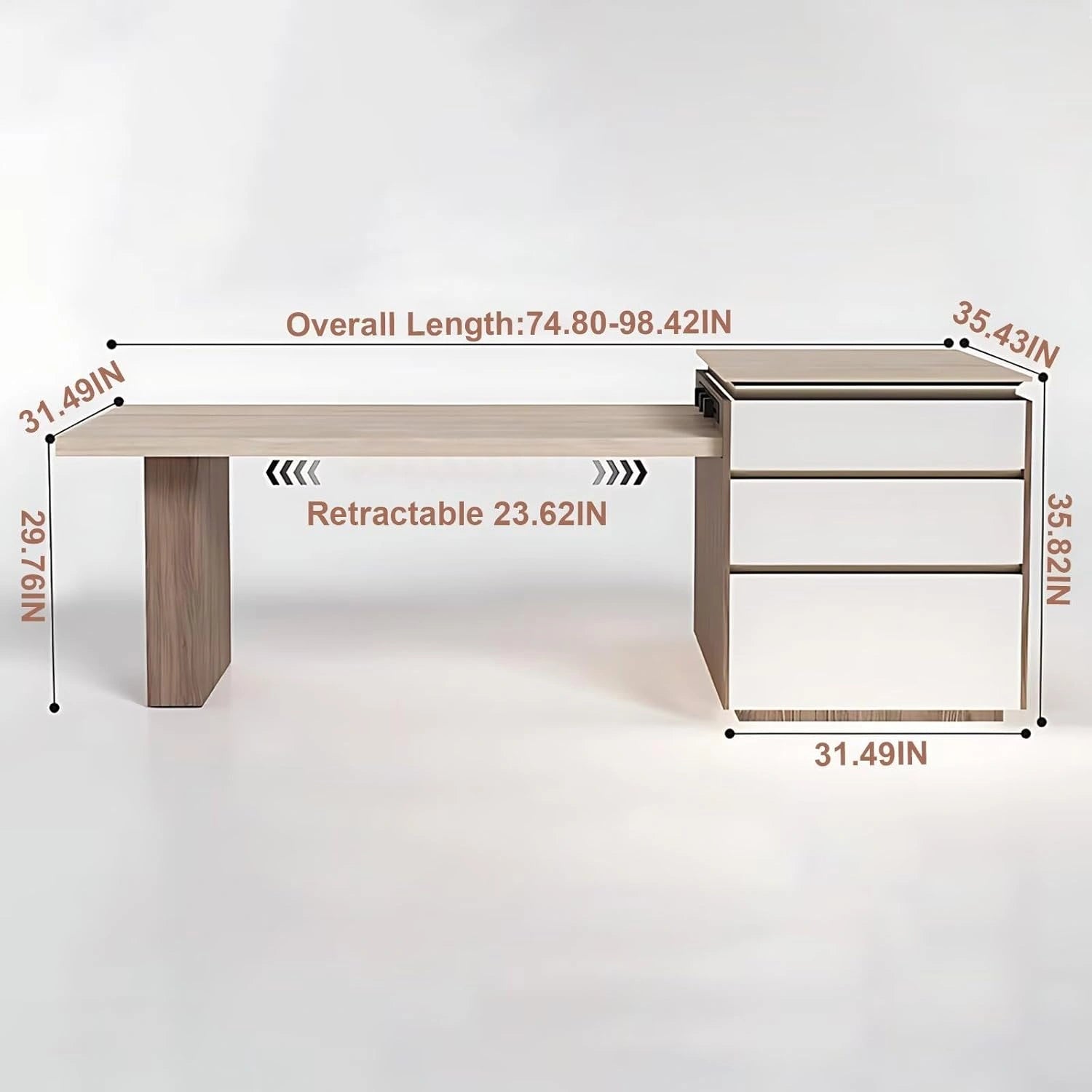 67" - 83" Minimalist Practical Kitchen Island Includes Storage Legs & Open Shelf