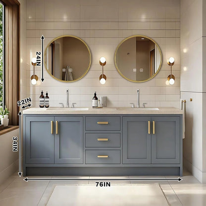 60” - 96” Floor Mount Bathroom Vanity with Textured Rock Countertop