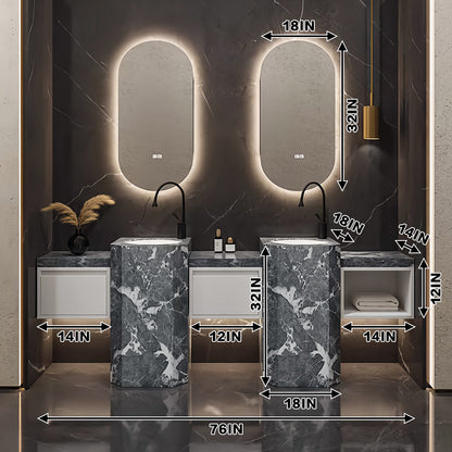 SALE(In-Stock Enjoy Fast Delivery)72" Bathroom Vanity With Oval Smart Mirror  and Double Sink