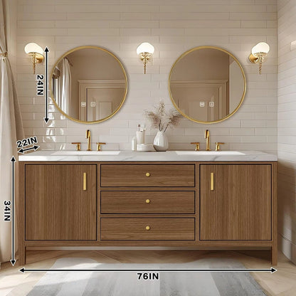 60” - 96” Exquisite Luxury Bathroom Vanity with Smart Defog Mirrors