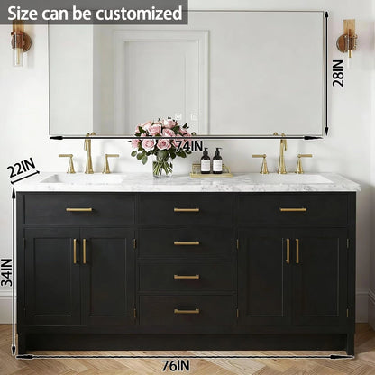 60” - 84” Black Bathroom Vanity with Smart Anti Fog Mirror