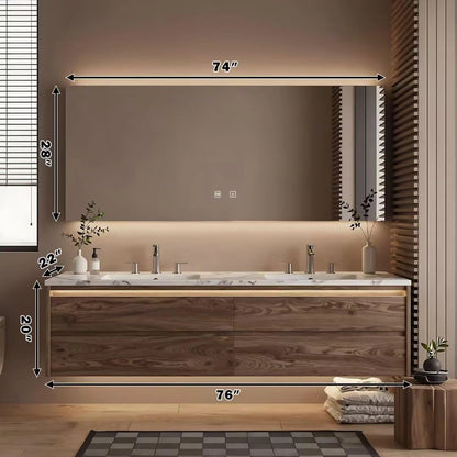 60” - 84” Elegant Bathroom Vanity Includes Textured Countertop & Wood Grain Cabinet