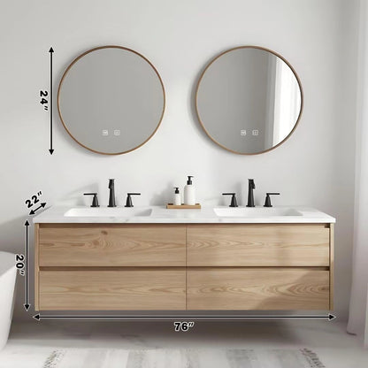 60” - 84” Nordic Rustic Bathroom Vanity Includes Ceramic Seamless Sink