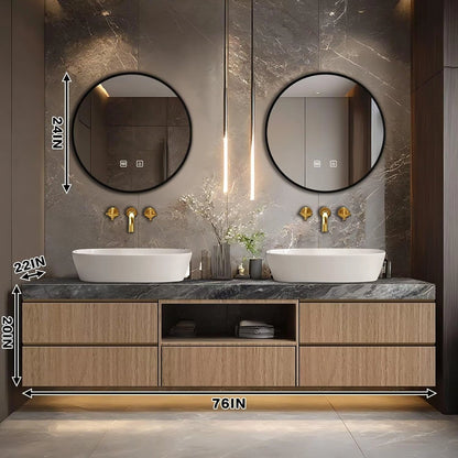 60” – 96” Luxury Textured Bathroom Vanity Includes Above Counter Sinks