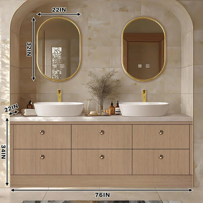 60” - 96” Floor Standing Bathroom Vanity Includes Large Countertop Rock Slabs