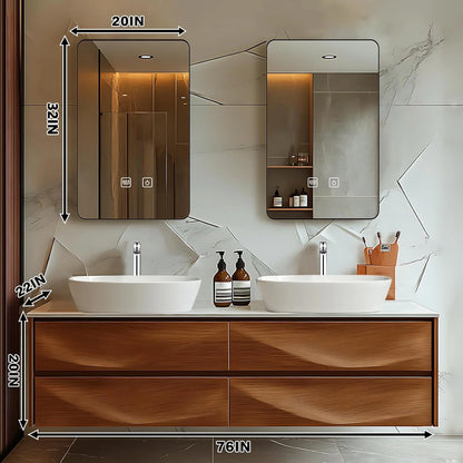 60” - 78” Modern Art Bathroom Vanity with Wave Texture Design