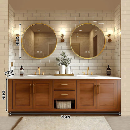 68” - 92” Exquisite Bathroom Vanity Includes Solid Wood Cabinet & Round Mirror