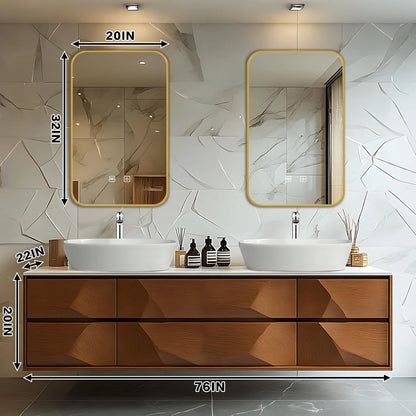 60” - 78” Modern Art Bathroom Vanity Includes Unique Surface Design