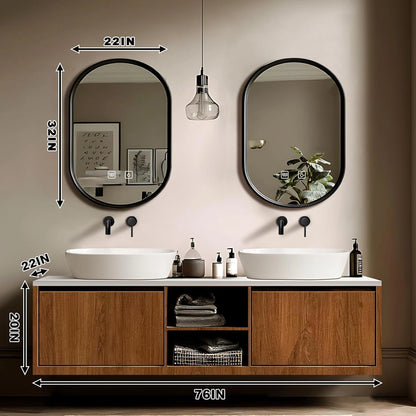 60” - 78” Wood Grain Bathroom Vanity with Open Storage Space