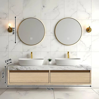 60” - 78” Modern Minimalist Bathroom Vanity Includes Log Style Cabinet