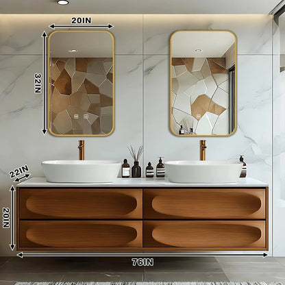 60” - 78” Modern Art Bathroom Vanity Includes Unique Surface Design & Hidden Handle