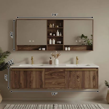 60” - 84” Practical Simple Bathroom Vanity with Open Shelving & Exquisite Handle