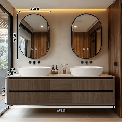 60” - 78” Floating Natural Bathroom Vanity Includes Multiple Wood Grain Drawers