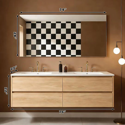 60” - 84” Cozy Log Bathroom Vanity with Seamless Ceramic Basin