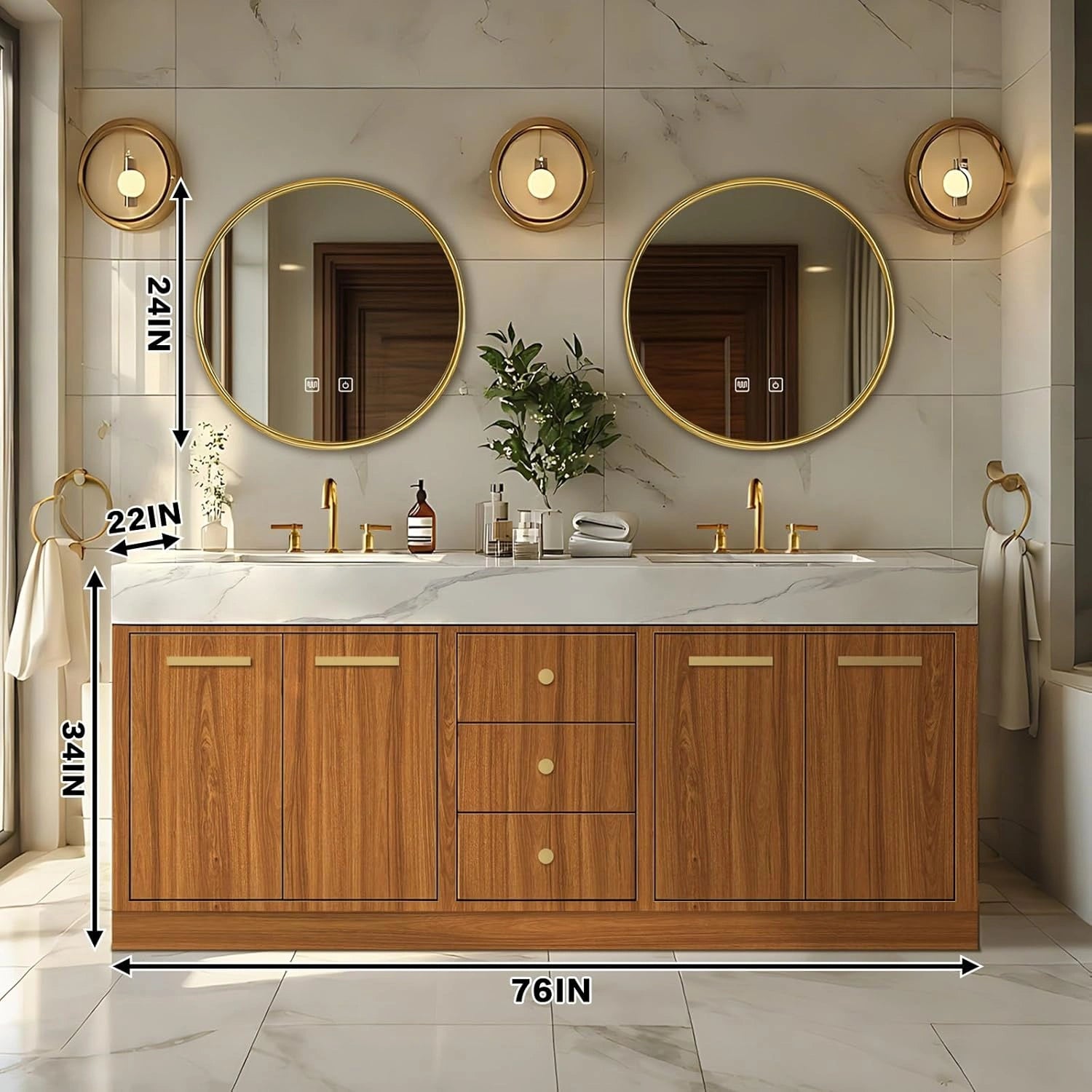 72” – 96” Retro Log Bathroom Vanity Includes Symmetrical Design