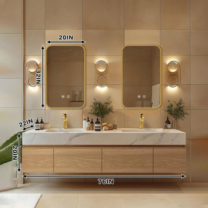 64” - 96” Modern French Bathroom Vanity Includes Integrated Sink