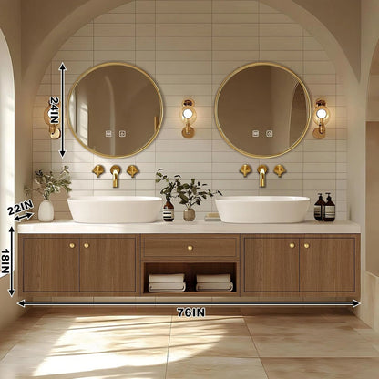 60” - 96” Brown Bathroom Vanity with Well-Organized Storage Space