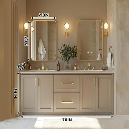 68” - 96” Light Luxury Bathroom Vanity Includes Rectangle Mirror