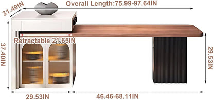 76“ – 84” French Exquisite Kitchen Island Includes Glass Stripe Door