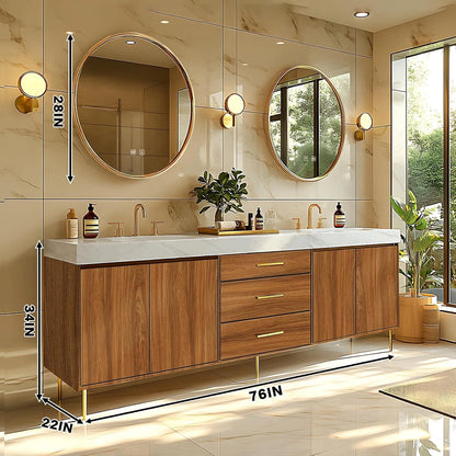 68” - 96” Retro Log Bathroom Vanity Includes Symmetrical Cabinet