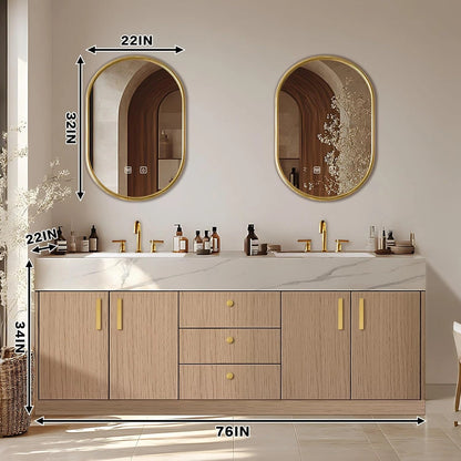 60” – 96” Modern Freestanding Bathroom Vanity Includes Wood Texture Cabinet