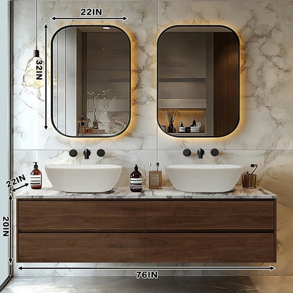 60” - 78” Modern Simple Bathroom Vanity Includes Log Pattern Cabinet