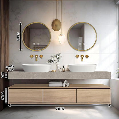 60” - 69” Wall Mounted Bathroom Vanity Includes Floating Storage Cabinet