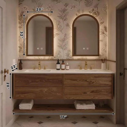 60” - 84” American Vintage Bathroom Vanity with Irregular Smart Defogging Mirror