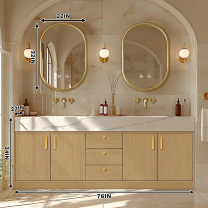 64” - 96” Freestanding Bathroom Vanity Includes Enclosed Space Storage Cabinets