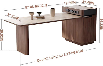 61” – 77” Minimalist Kitchen Island Includes Sliding Rail Socket & Several Drawers (No Chair)