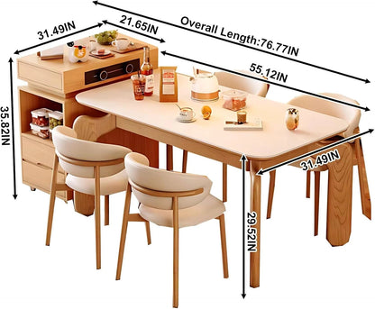 77” - 93” Modern Wood Kitchen Island Includes Pulley Large Cabinet (No Chair)