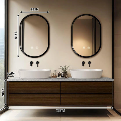 60” -78” Dark Wood Bathroom Vanity Includes Symmetrical Locker Design & Double Sinks