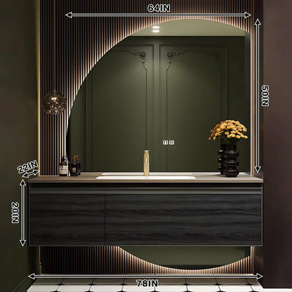 48” - 78” Unique Exquisite Bathroom Vanity Includes Irregular Shape Mirror